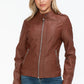 Snobbish PU Leather Biker Jacket with Side Zip Pockets