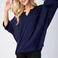 Celeste Full Size Notched Three-Quarter Sleeve Blouse