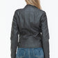 Snobbish PU Leather Biker Jacket with Side Zip Pockets