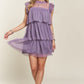 ADORA Layered Ruffled Cap Sleeve Mesh Dress
