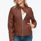 Snobbish PU Leather Biker Jacket with Side Zip Pockets