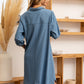 Sew In Love High-Low Button Up Roll-Tab Sleeve Denim Dress