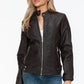 Snobbish Faux Leather Biker Jacket with Side Zip Pockets