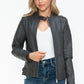 Snobbish PU Leather Biker Jacket with Side Zip Pockets