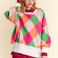 Davi & Dani Exposed Seam Color Block Dropped Shoulder Sweater