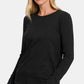 Zenana Full Size Solid Color Round Neck Long Sleeve T-Shirt