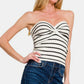 Zenana Twisted Sweetheart Neck Striped Tube Top