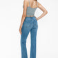 bytos Raw Hem Distressed Mid Rise Crop Jeans