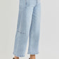 RISEN Full Size High Rise Seamed Detail Wide Leg Crop Jeans