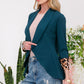 Celeste Full Size Rolled Leopard Cuff Open Front Blazer