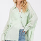SAGE + FIG Frayed Hem Side Slit Button Down Shirt