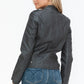 Snobbish PU Leather Biker Jacket with Side Zip Pockets