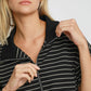 Umgee Striped Half Zip Short Sleeve Sweatshirt