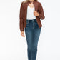 Snobbish Faux Leather Biker Jacket with Side Zip Pockets