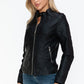 Snobbish PU Leather Biker Jacket with Side Zip Pockets