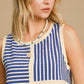 Umgee Round Neck Texture Striped Tank