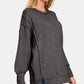 Zenana Full Size High-Low Round Neck Long Sleeve Sweater