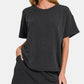 Zenana Rib Short Sleeve T-Shirt and Shorts Set