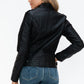 Snobbish PU Leather Biker Jacket with Side Zip Pockets