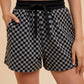 Annie Wear Checkered Round Neck Top and Drawstring Shorts Set