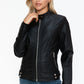 Snobbish Faux Leather Biker Jacket with Side Zip Pockets