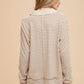 Annie Wear Striped Button Detail Long Sleeve Polo Top