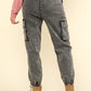 VERY J Washed Drawstring Jogger Cargo Jeans