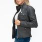 YMI Removable Faux Layered Multi-Pocket Jacket with Fuzzy Hood