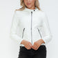 Snobbish Faux Leather Zip Up Drawstring Hooded Jacket