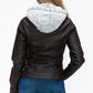 YMI Removable Faux Layered Multi-Pocket Jacket with Fuzzy Hood