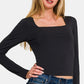 Zenana Square Neck Fitted Long Sleeve T-Shirt