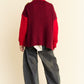 Davi & Dani Cable-Knit Color Block Open Front Cardigan