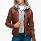 YMI Faux Layered Double-Zipper Jacket with Fuzzy Hood