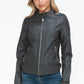 Snobbish PU Leather Biker Jacket with Side Zip Pockets