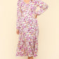 Haptics Full Size Floral V-Neck Long Sleeve Dress with Side Pockets