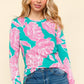 Haptics Full Size Floral Round Neck Long Sleeve T-Shirt