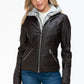 YMI Faux Layered Double-Zipper Jacket with Fuzzy Hood