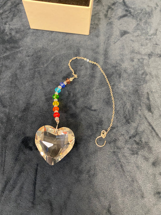 Hanging crystal heart sun catcher