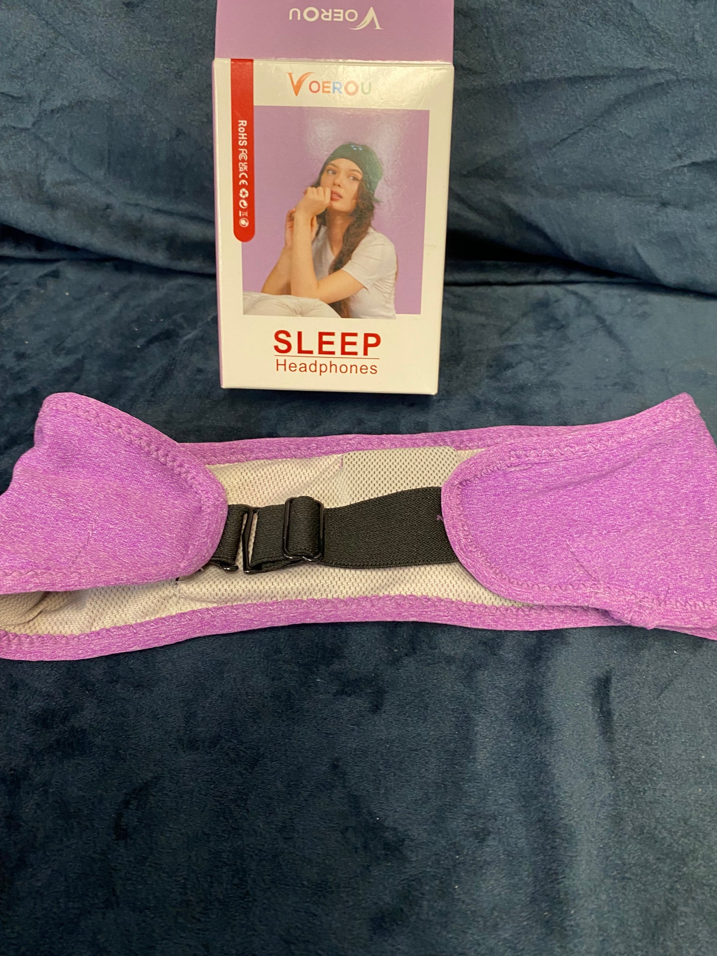 Purple Bluetooth headband headphones