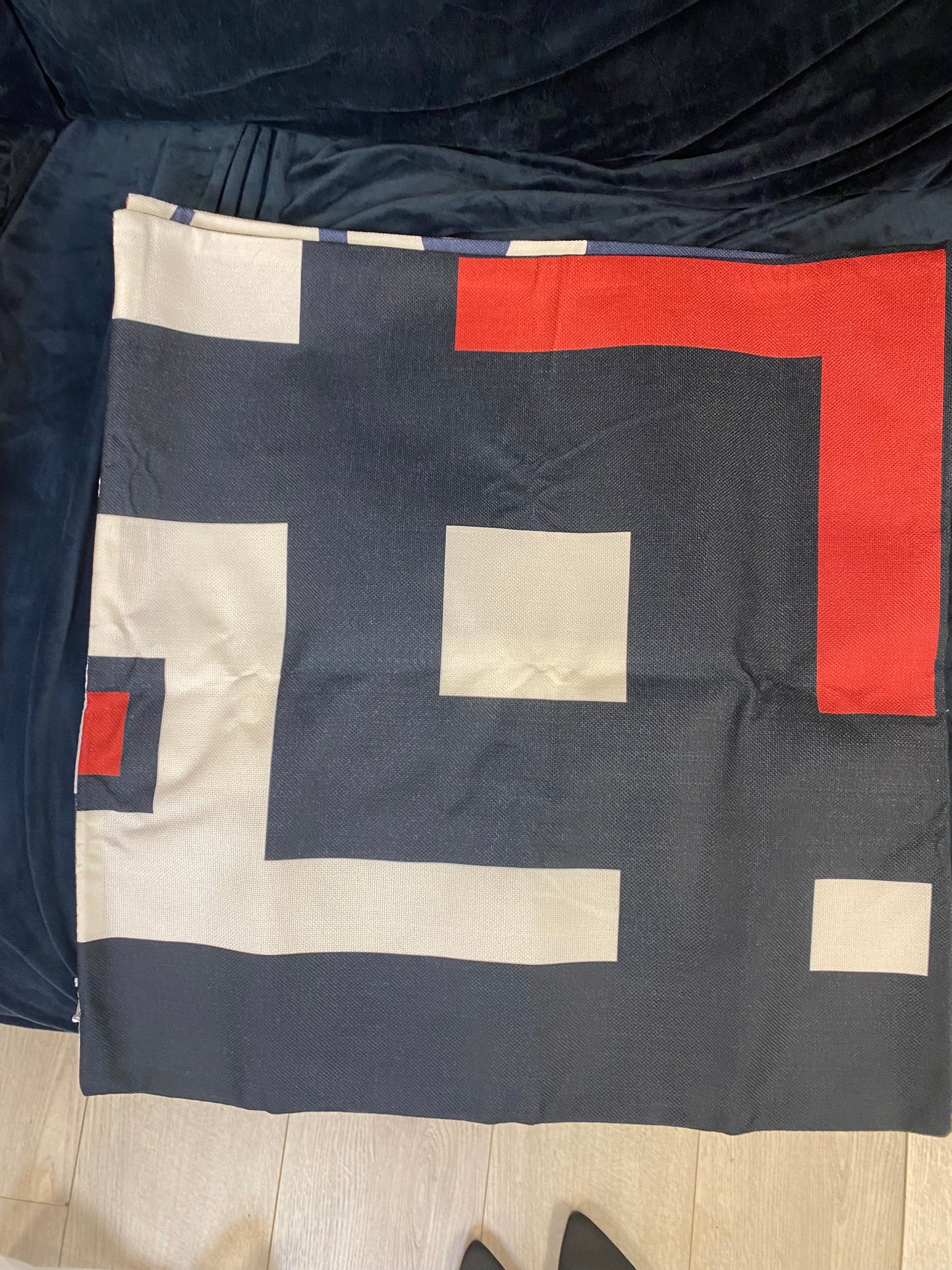 4 red white and blue abstract pillow covers