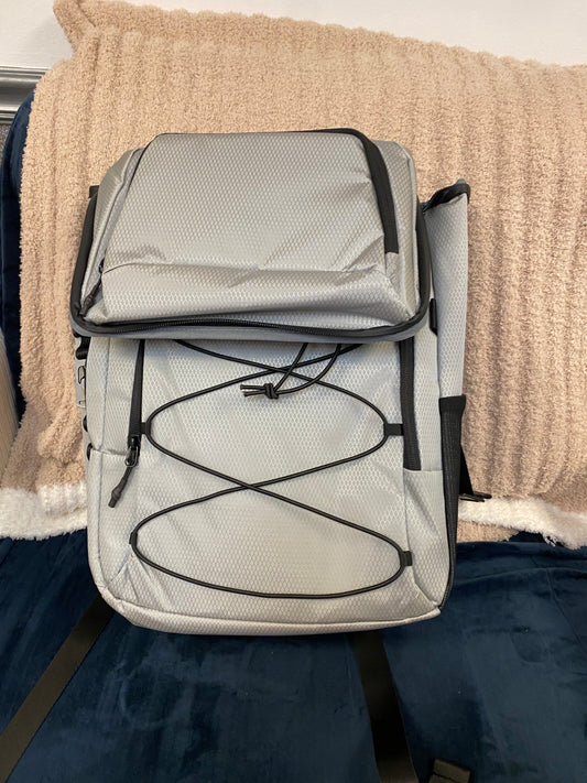 Gray insulated backpack