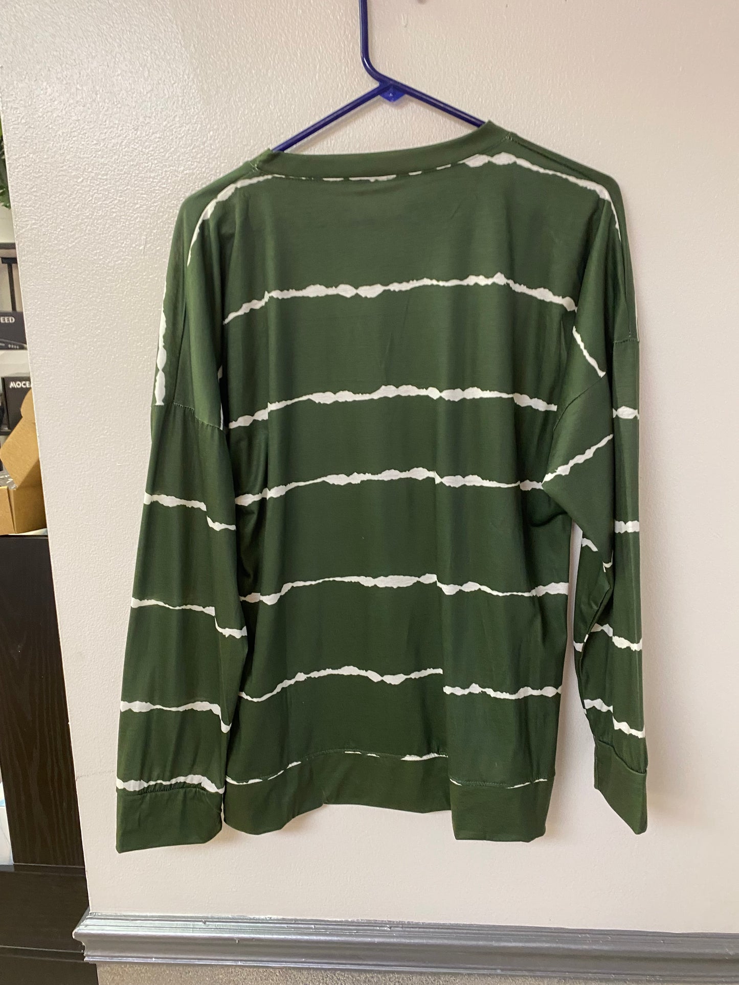 Green striped long sleeve top