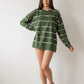Green striped long sleeve top