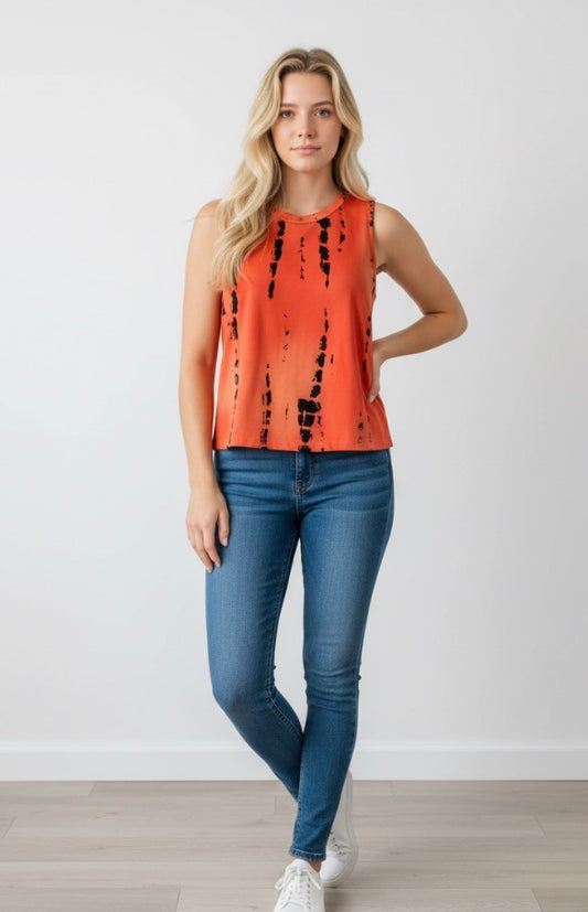 Orange open back tank top