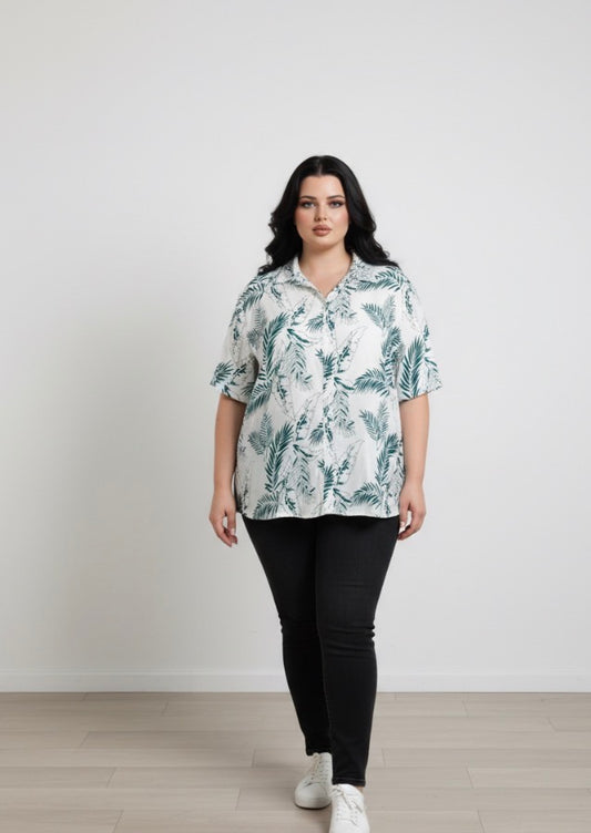 Tropical short sleeve button down shirt