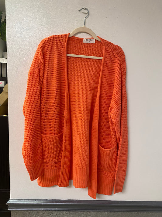 Zenana Bright Orange Cardigan