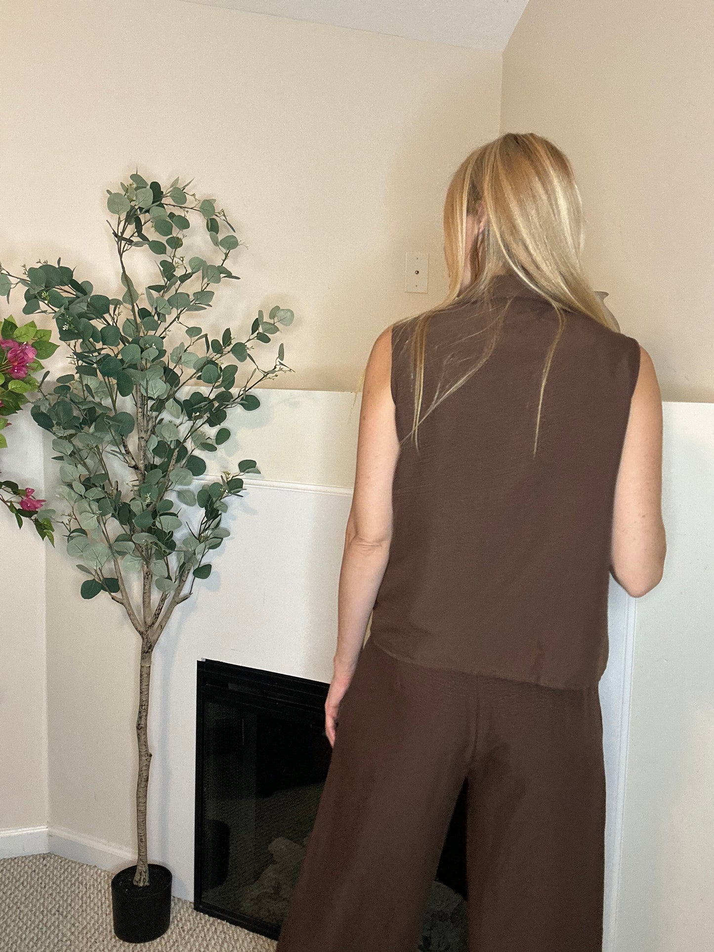 2 piece chocolate brown set
