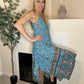 Boho blue floral handkerchief dress