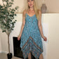 Boho blue floral handkerchief dress