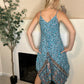 Boho blue floral handkerchief dress